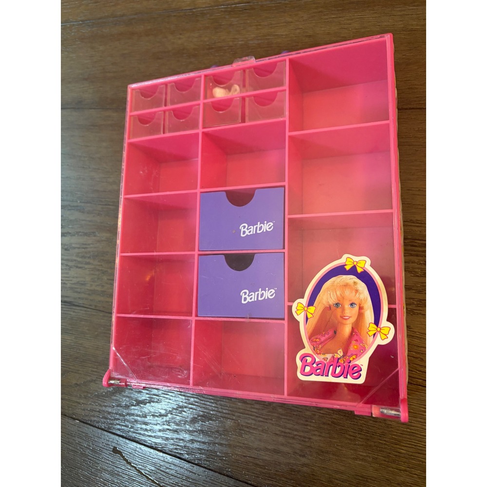 Vintage Barbie Accessory Case Kids OS 1993 Pink Storage Trunk Tara Toy Corp
